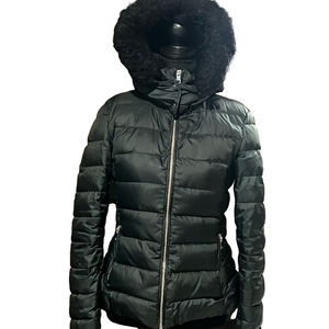 Zara Women's Dark Green Hooded Puffer Coat